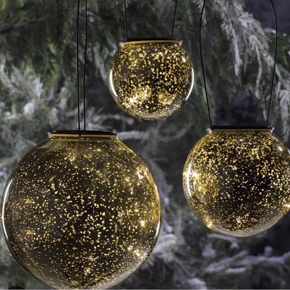 NEW Set of 3 Lit Indoor Outdoor Mercury Glass Spheres w/Timer - Picture 7 of 7